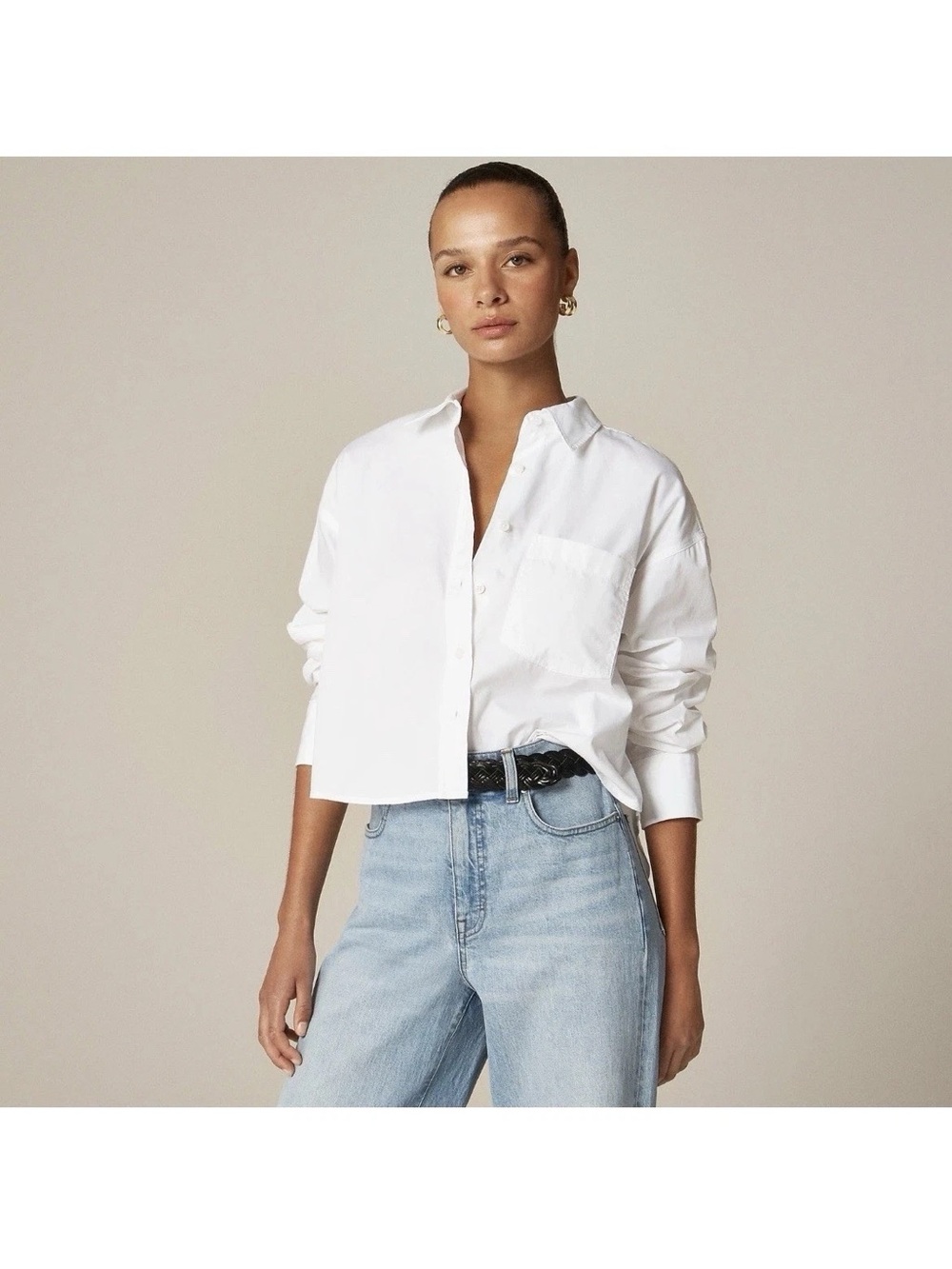 J. Crew women’s etienne Cropped cotton poplin button down